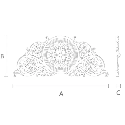 N-335 wood Center Pediment with Floral Rosette